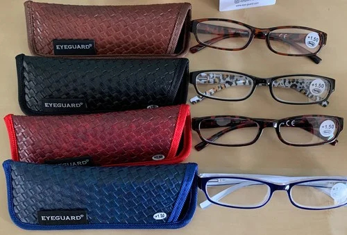 EYEGUARD Reading Glasses +1.50, Navy Blue, Black, Deep Red And Blue/White. NEW! 2