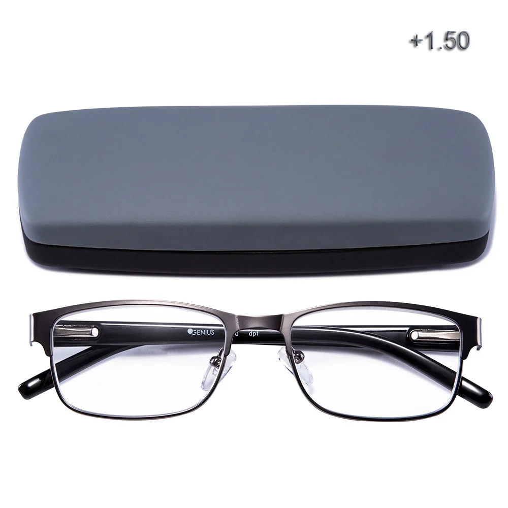 EYEGUARD Reading Glasses Readers Metal Frame Deluxe Rectangular Gun Business 2