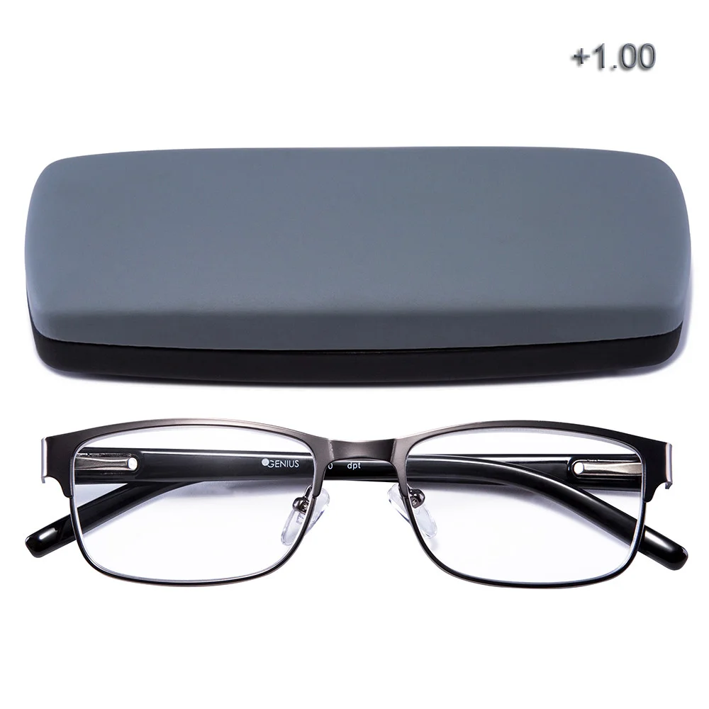 EYEGUARD Reading Glasses Readers Metal Frame Deluxe Rectangular Gun Business 3